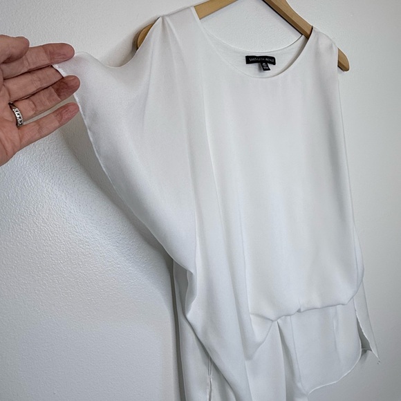 Saks Fifth Avenue Asymmetric Hem Sleeveless Blouse White - Picture 6 of 10